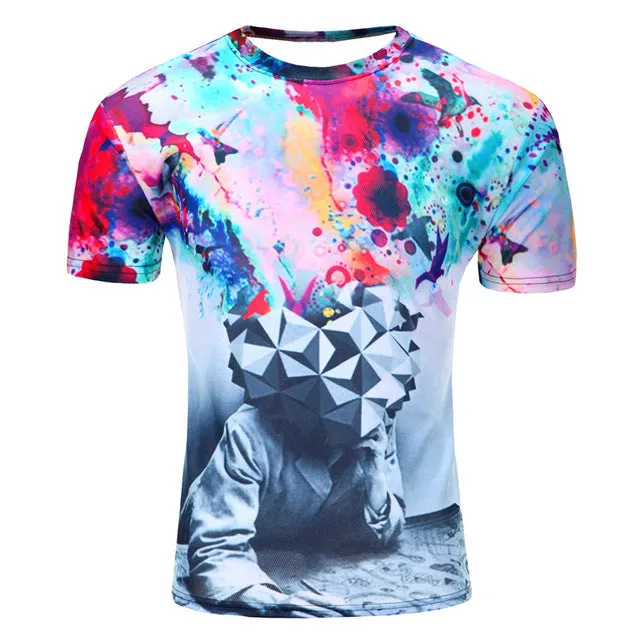 2017 Summer T-shirt Newest Style 12 Color 3d print Lightning cat t shirt homme Funny T Shirts brand clothing for men  O Neck