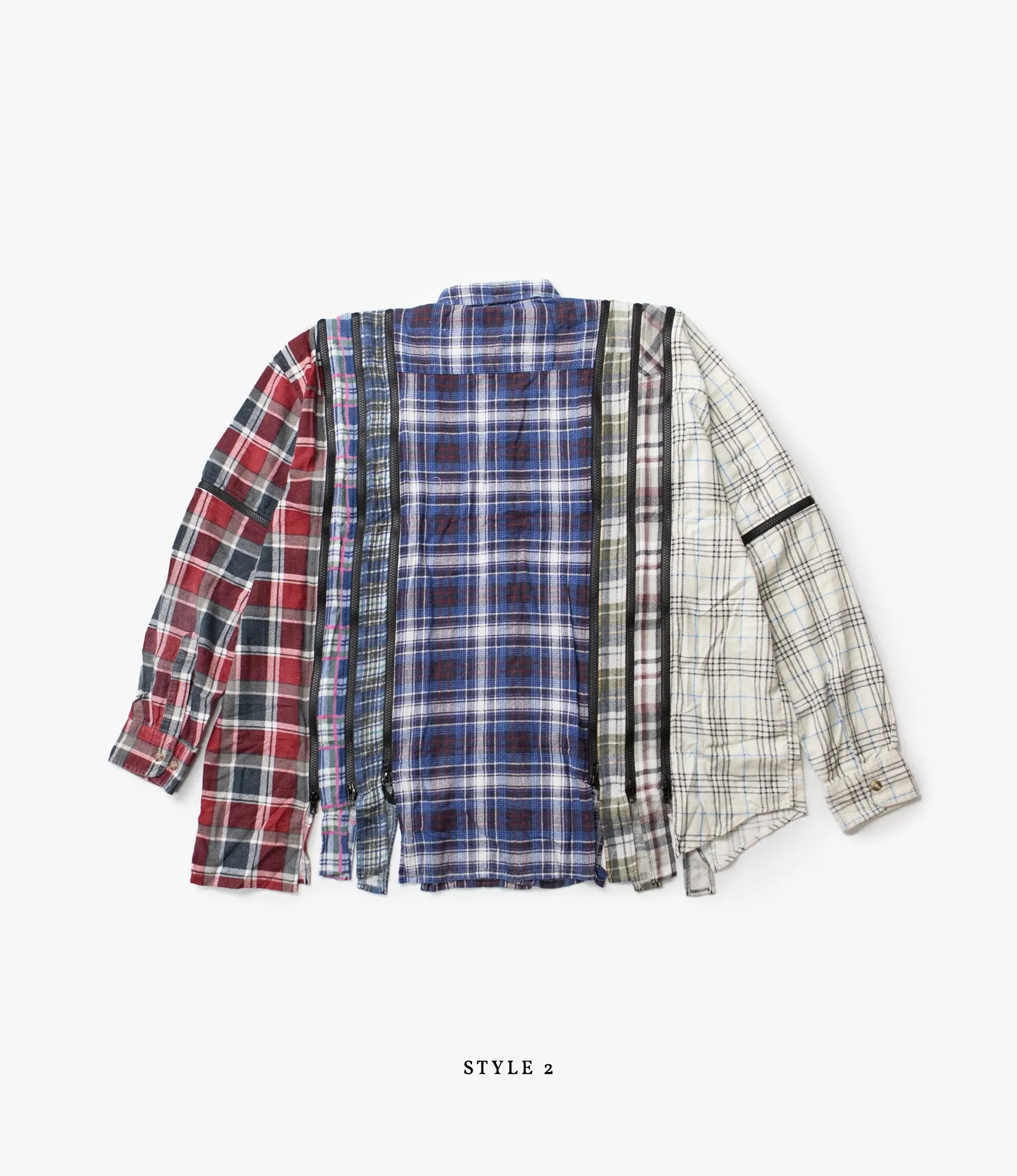 7 Cuts Wide Zipped Flannel Shirt – Assorted