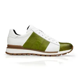 Belvedere Blake in Lime / White Color Block Exotic Skin Sneakers