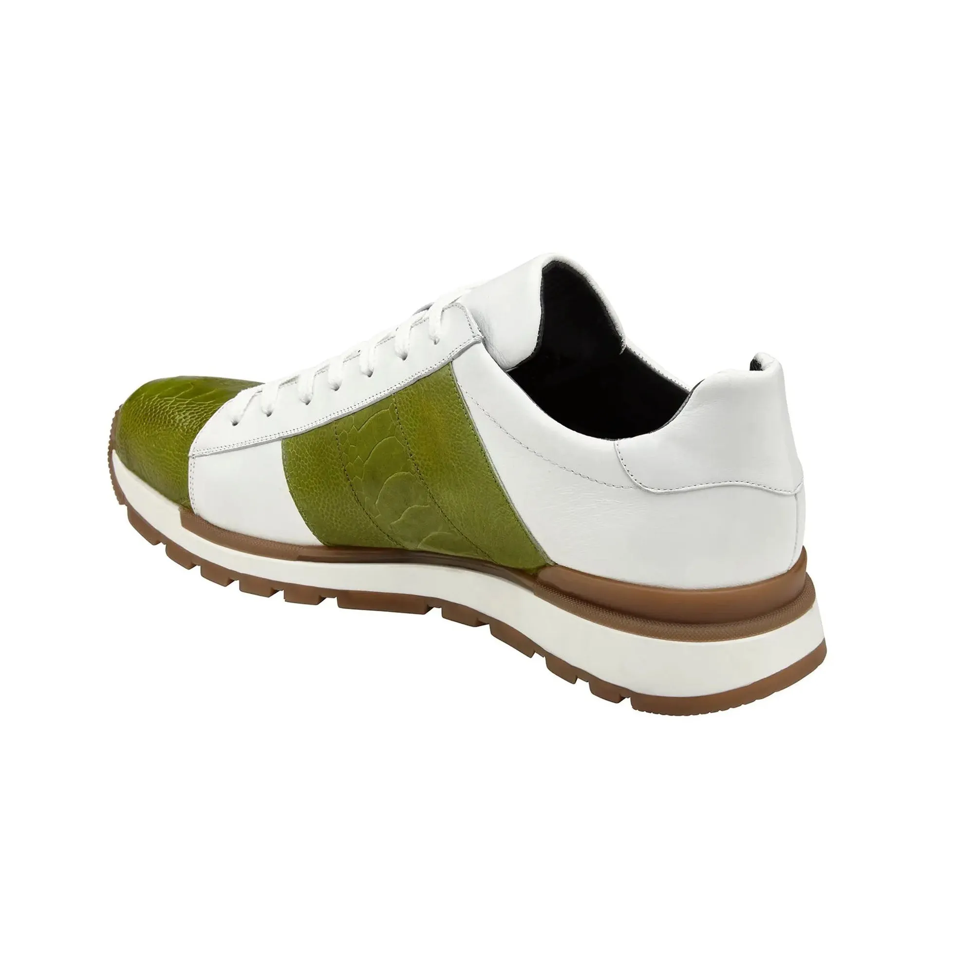 Belvedere Blake in Lime / White Color Block Exotic Skin Sneakers