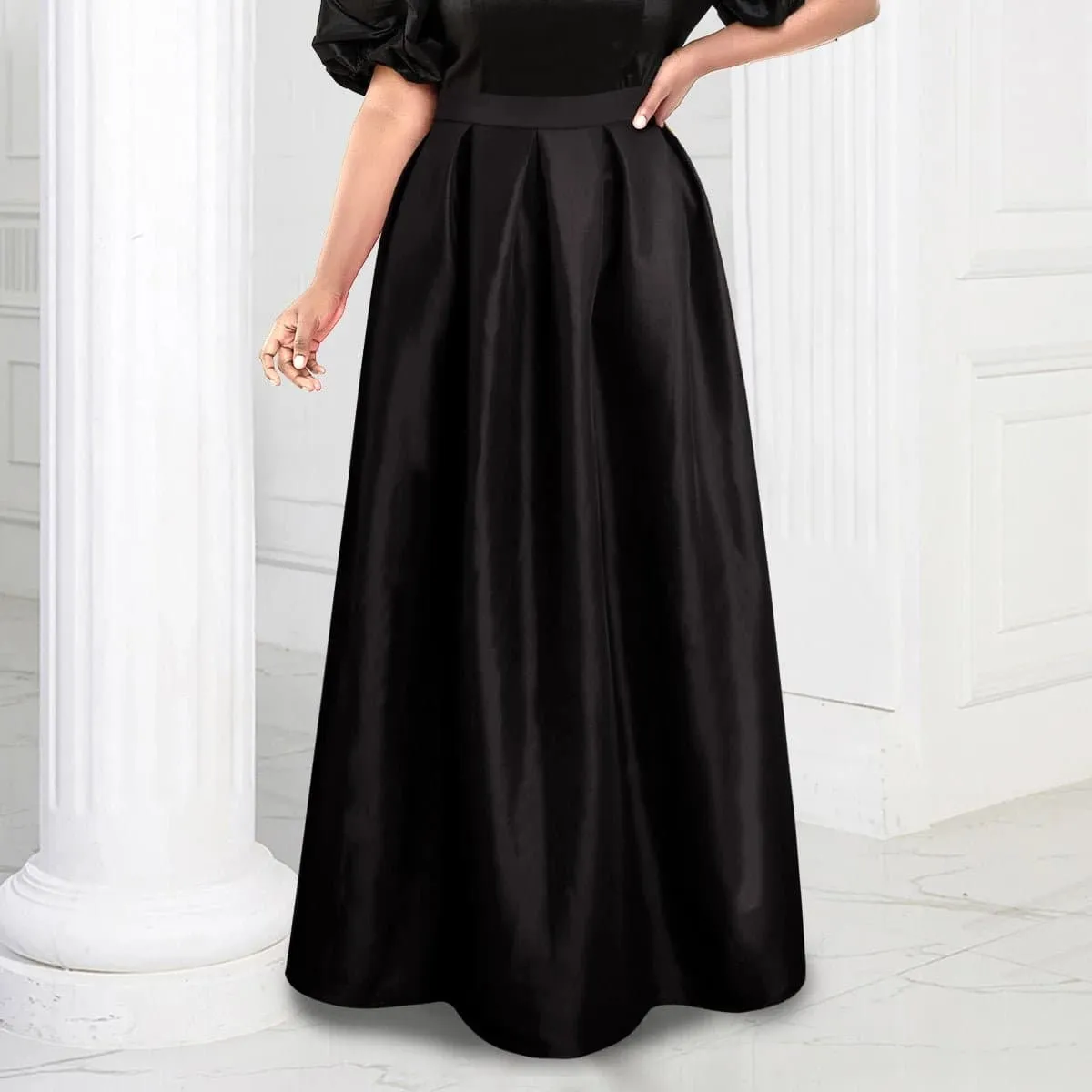 Black Party Skirts - Fashionable Floor-Length Skirt for Women, Loose Fit, Plus Size (L-4XL)