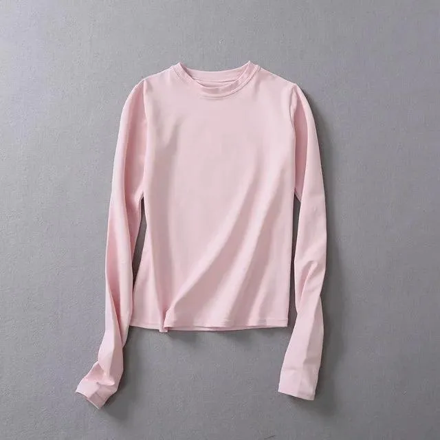 Candy Color High Stretch Skinny Long Sleeved T-shirt