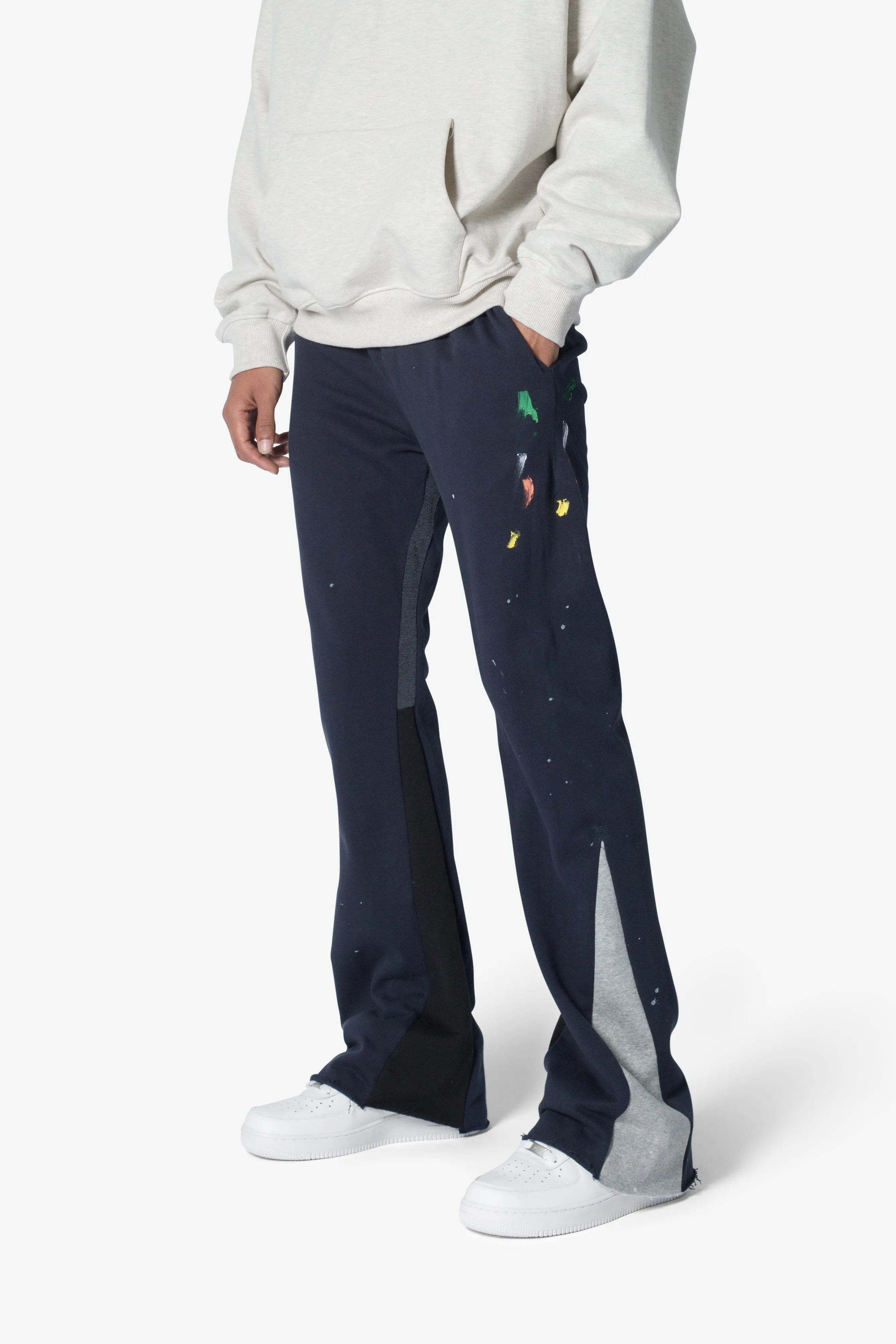 Contrast Bootcut Sweatpants - Navy