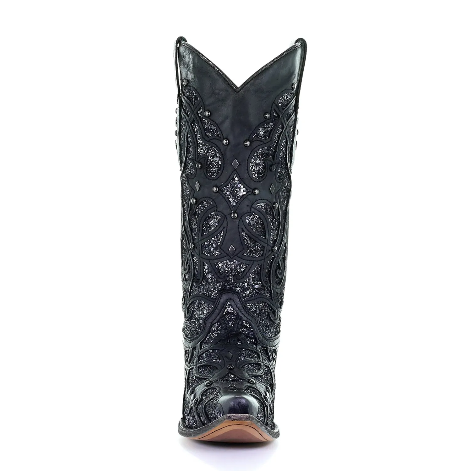 Corral Womens Glittered Inlay Cowboy Boots Leather Black/Grey