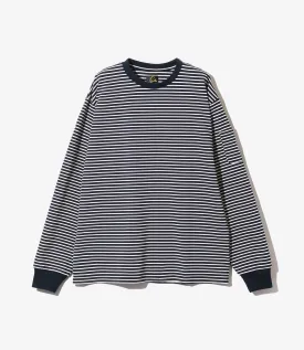 Crew Neck Long Sleeve T-Shirt – Navy/White Stripe