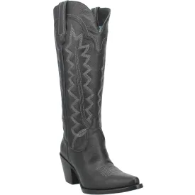 Dingo Womens High Cotton Cowboy Boots Leather Black