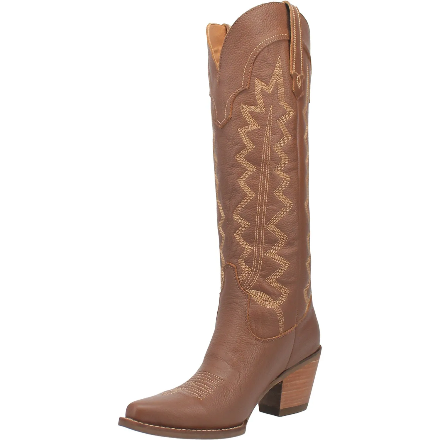 Dingo Womens High Cotton Cowboy Boots Leather Brown