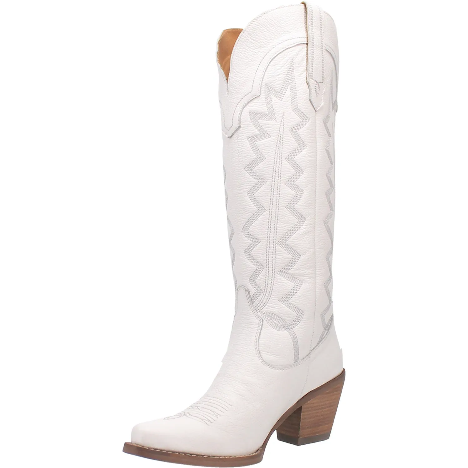 Dingo Womens High Cotton Cowboy Boots Leather White