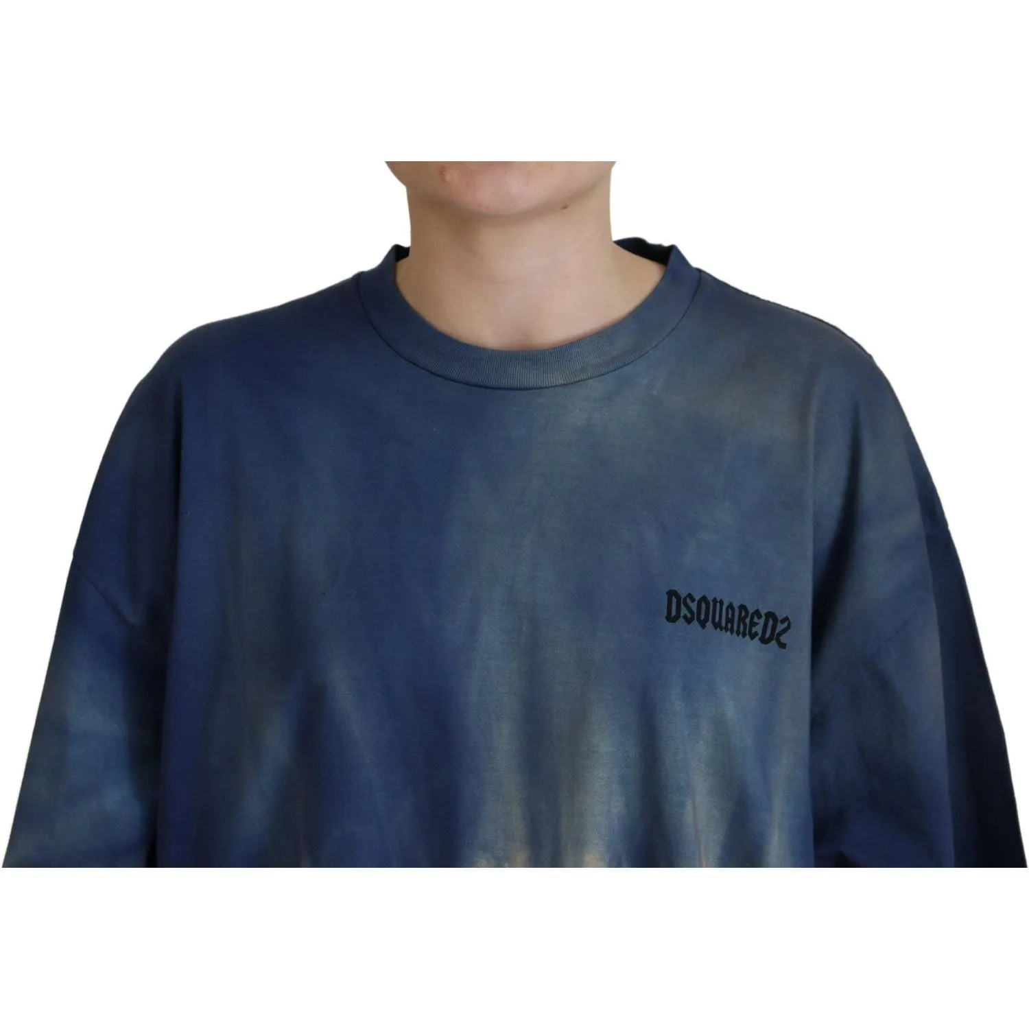 Dsquared² Blue Cotton Tie Dye Short Sleeves Lace T-shirt