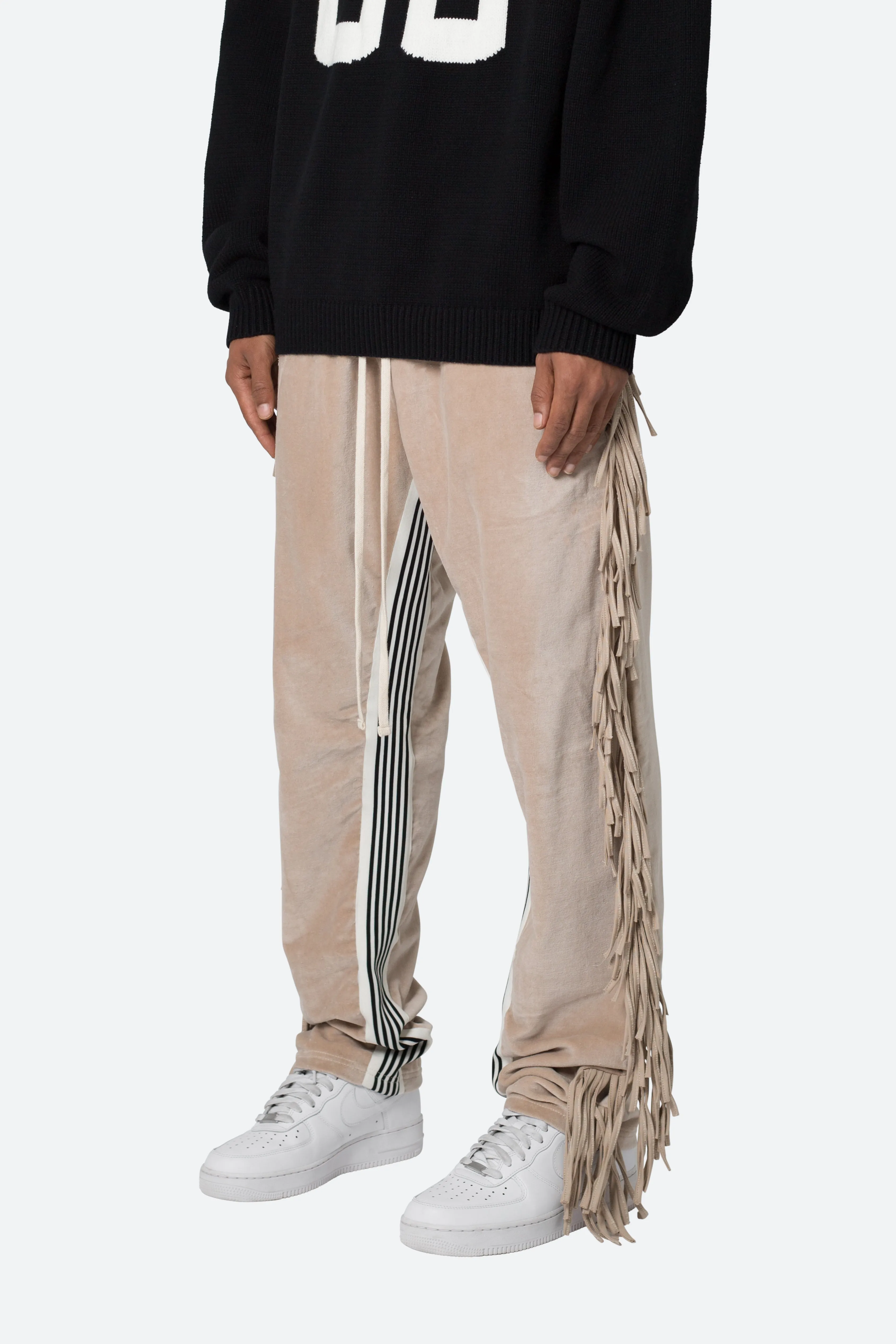 Fringe Velour Sweatpants - Dust