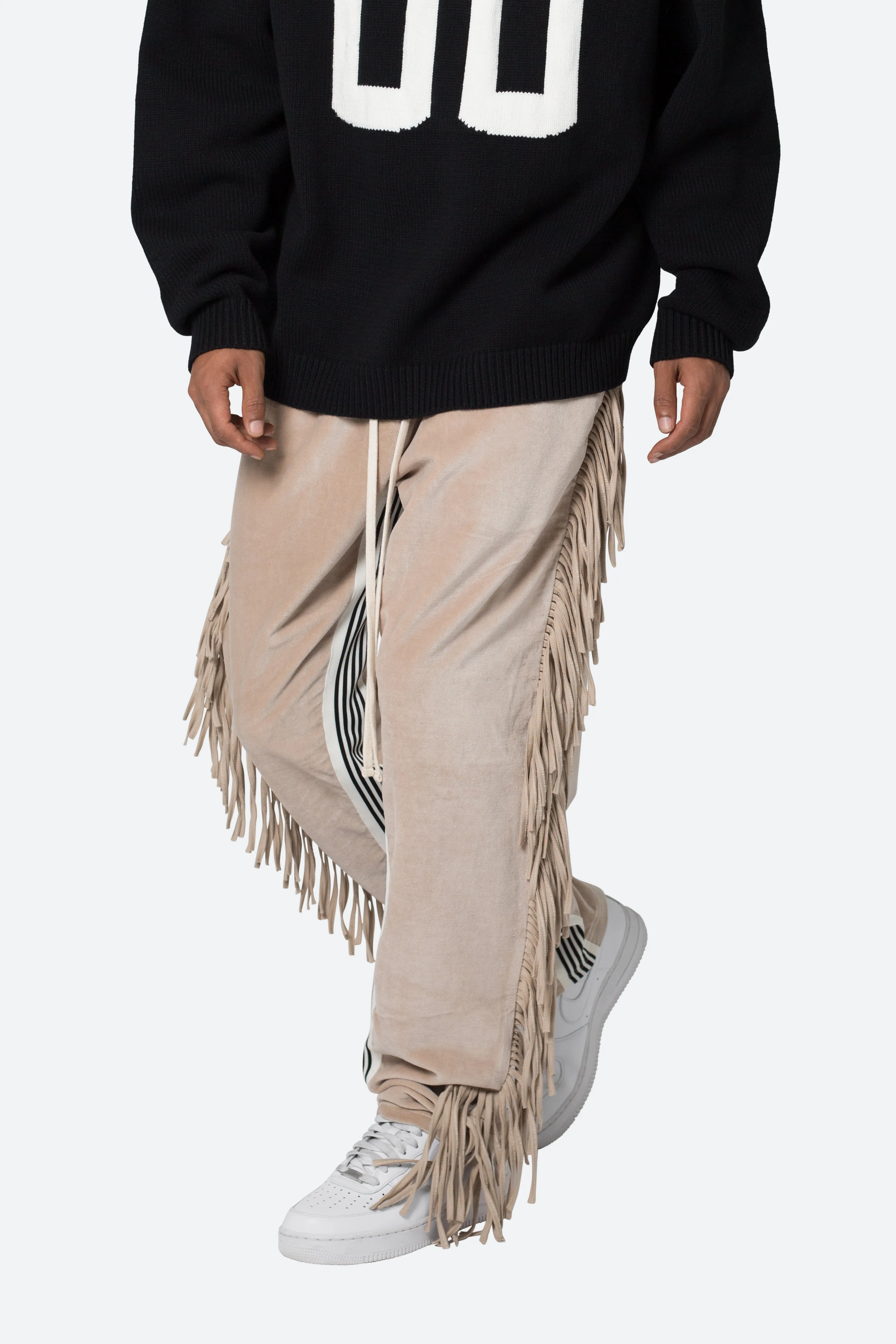 Fringe Velour Sweatpants - Dust