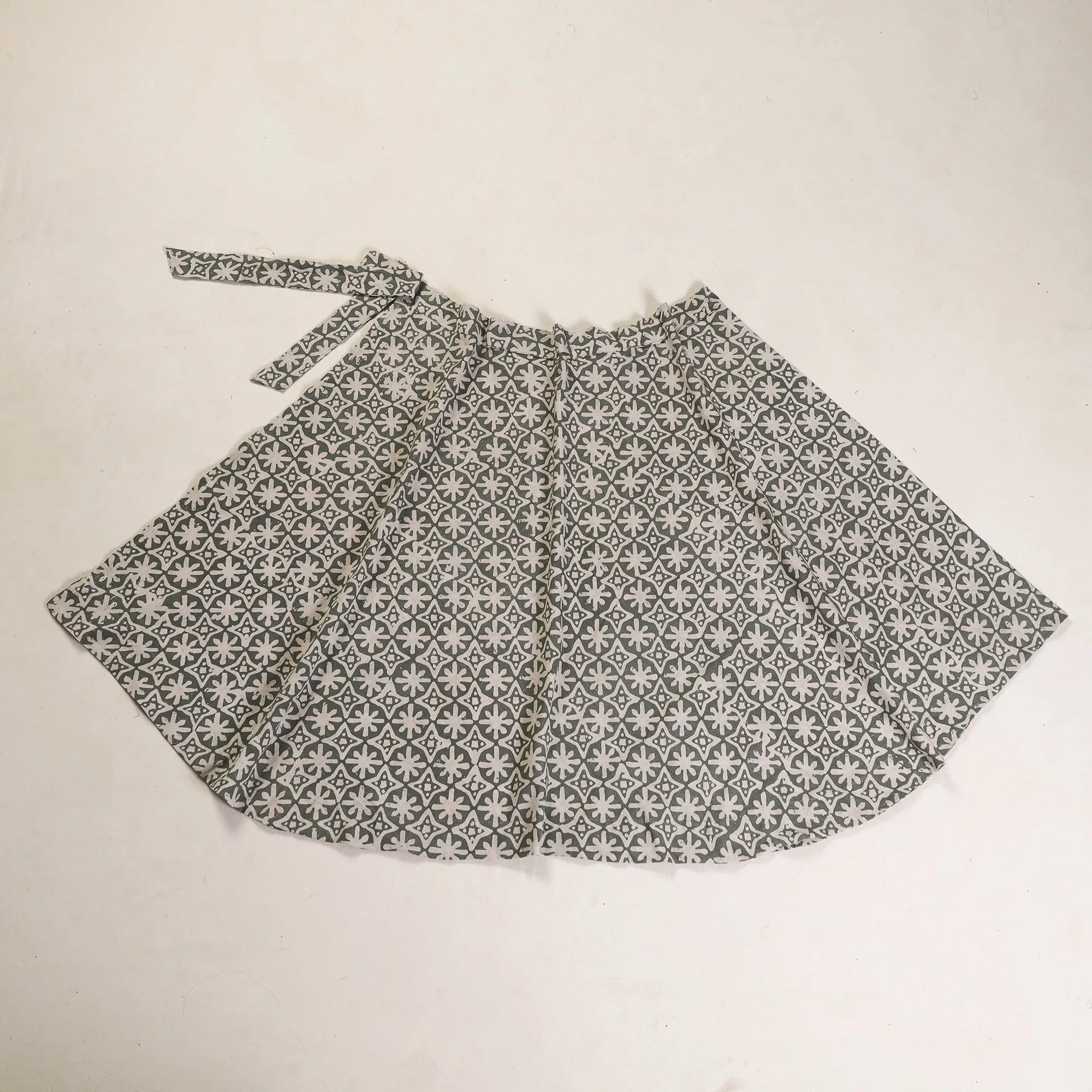 Grey - Hand Batik Printed Wrap Around Skirt for Women 06