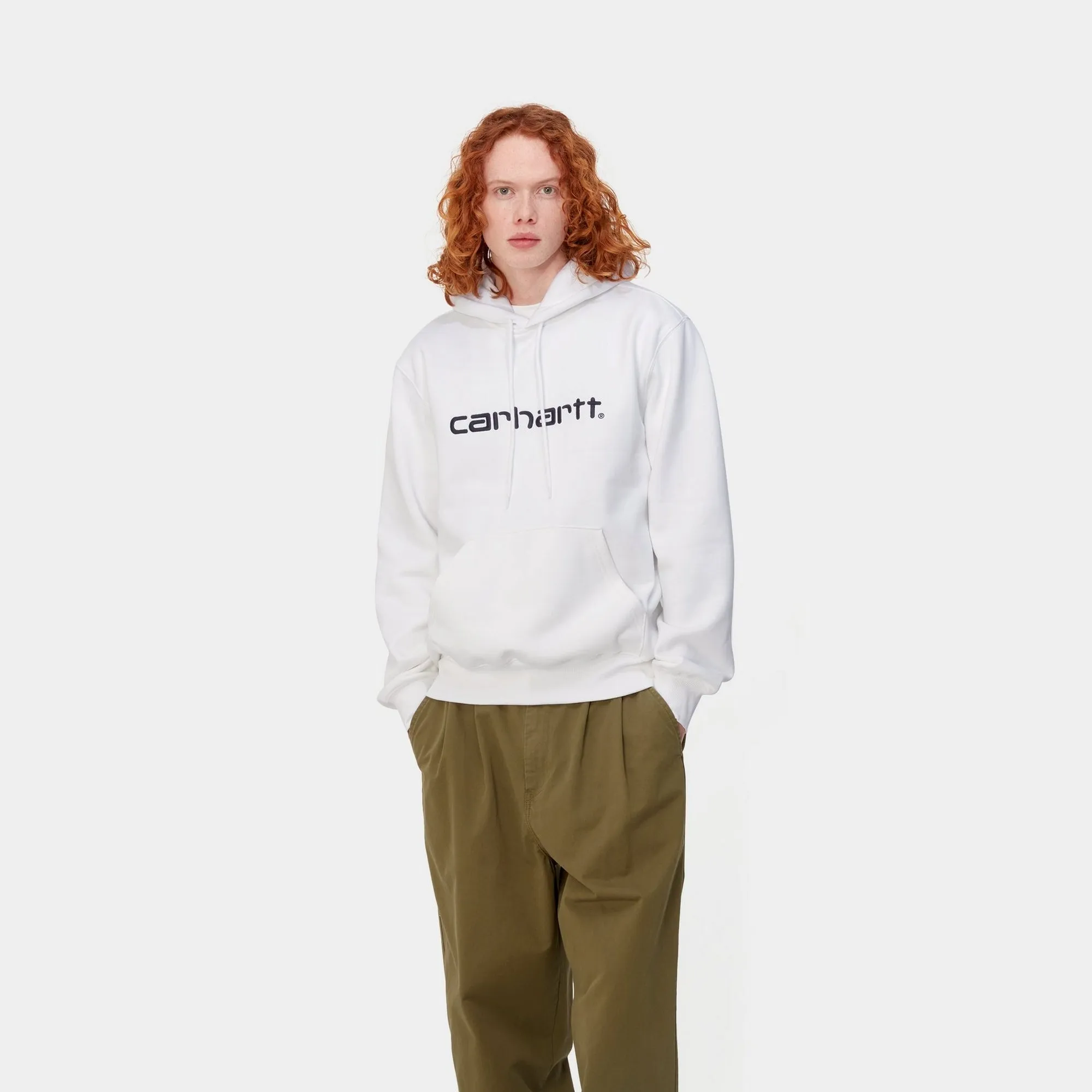 Hooded Carhartt Sweatshirt | White / Black