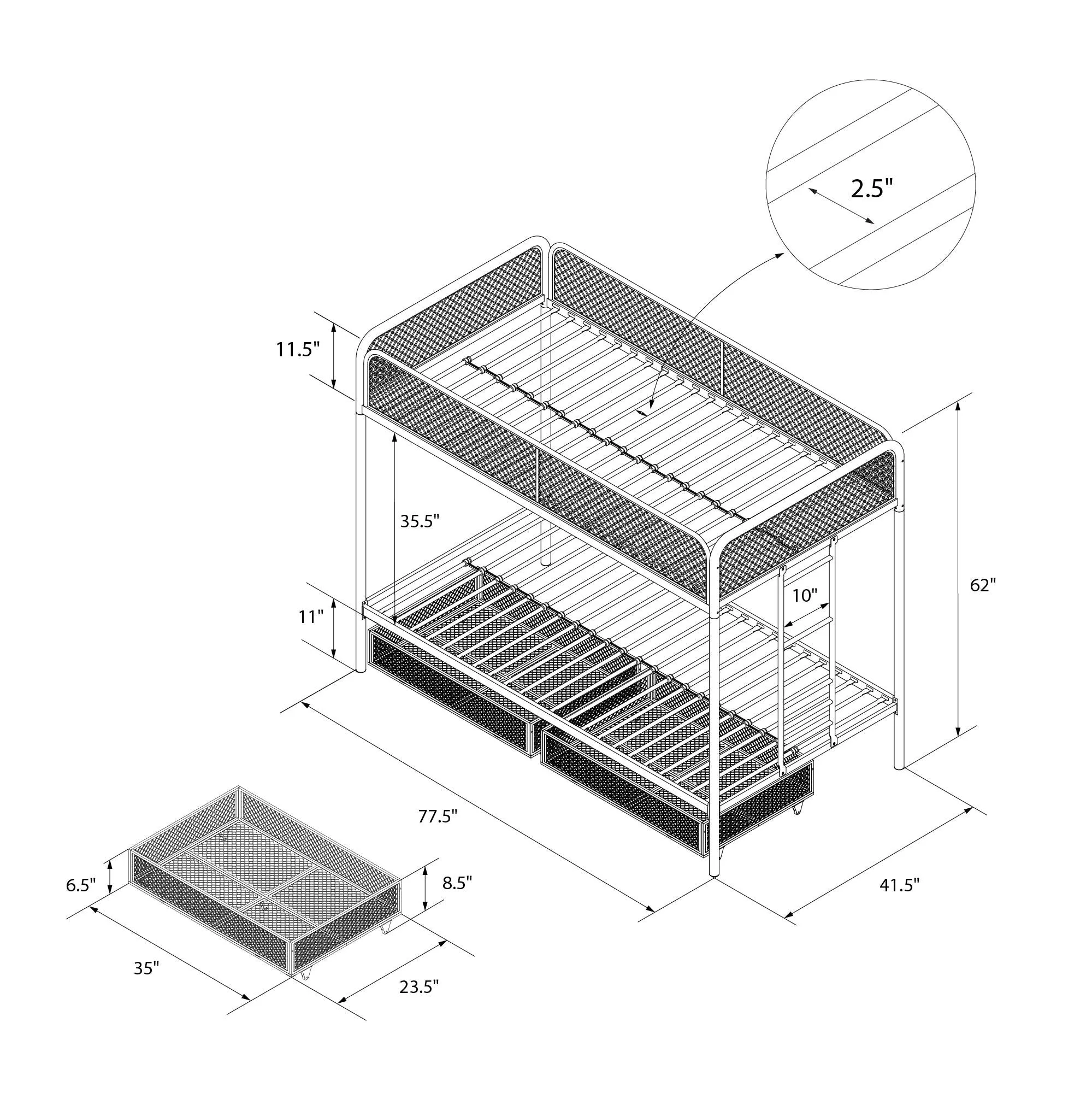 Jaxon Twin/Twin Bunk Bed with Storage Drawers