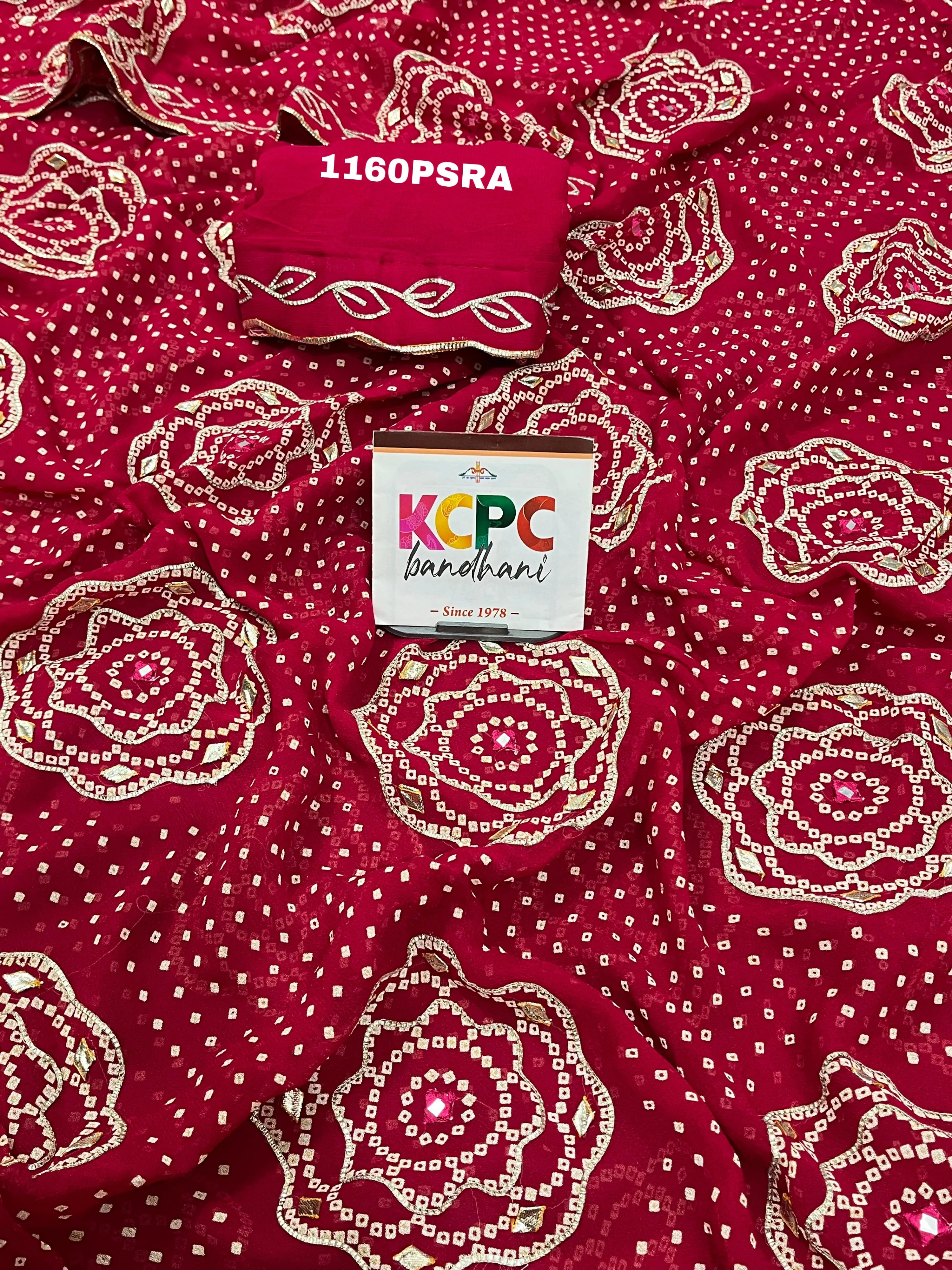 KCPC Exclusive New launch pure Georgette Bandhani Kacha Gotapatti Work Saree With Blouse,AMT Rani