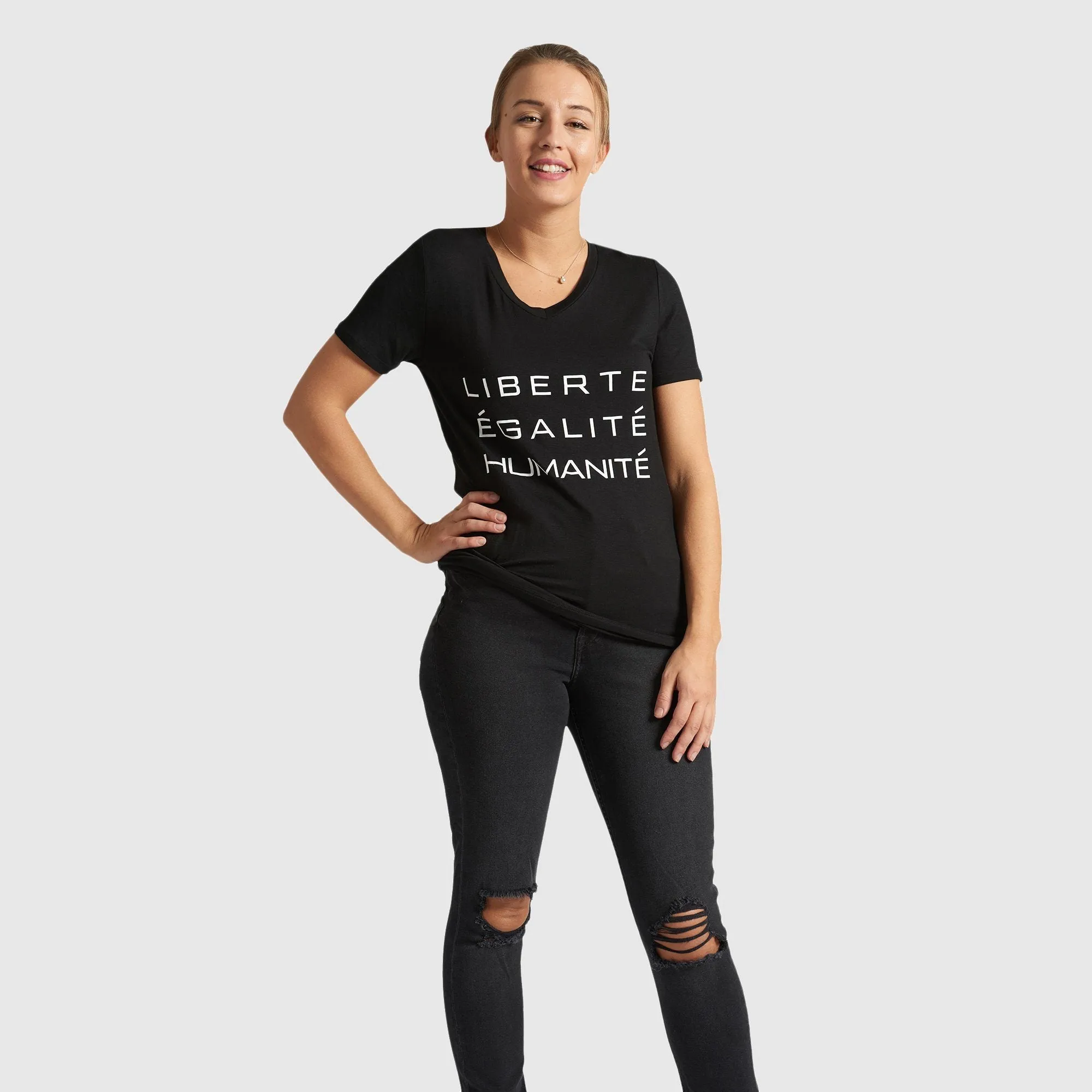 LIBERTÉ, ÉGALITÉ, HUMANITÉ - Graphic Letter T-Shirt - Black