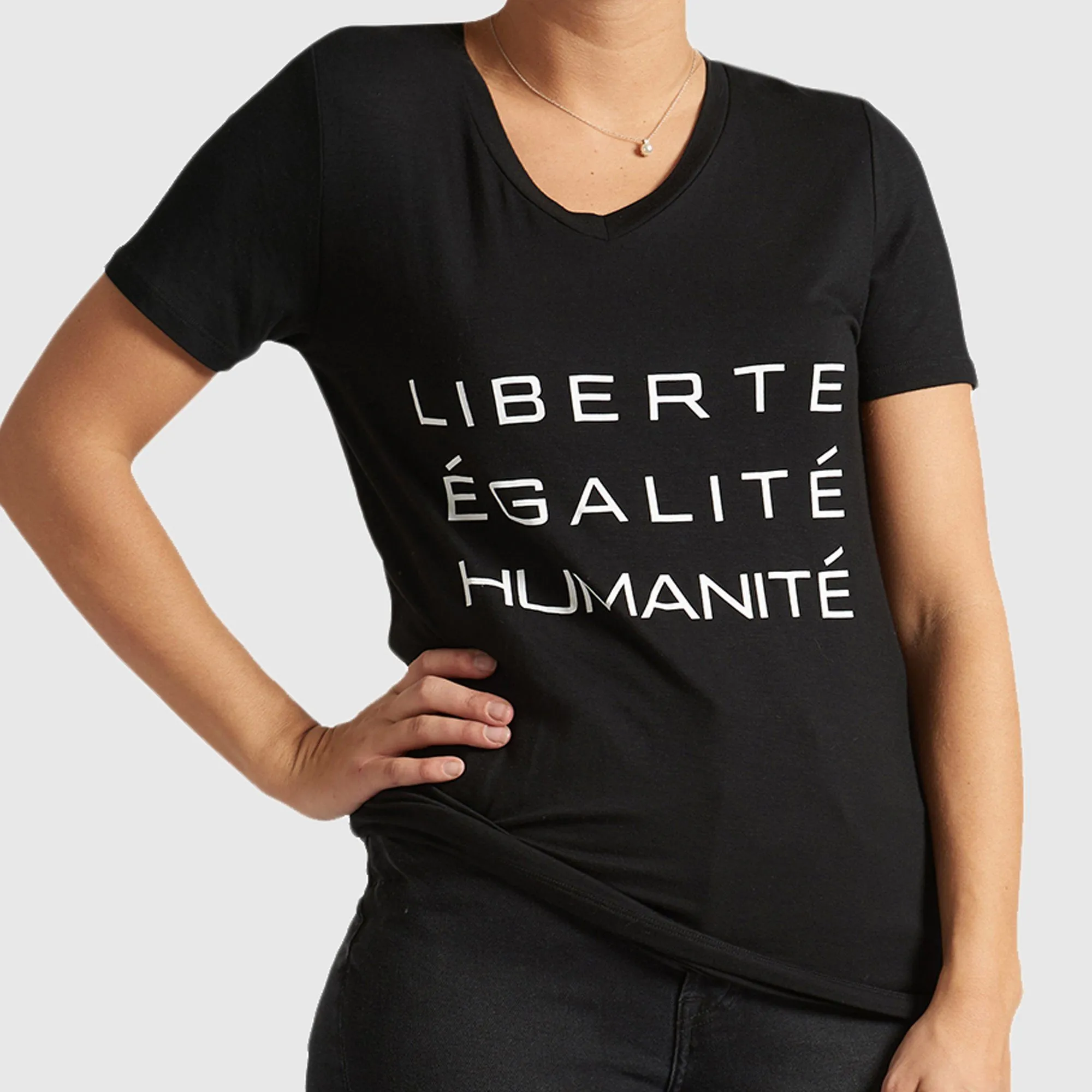 LIBERTÉ, ÉGALITÉ, HUMANITÉ - Graphic Letter T-Shirt - Black