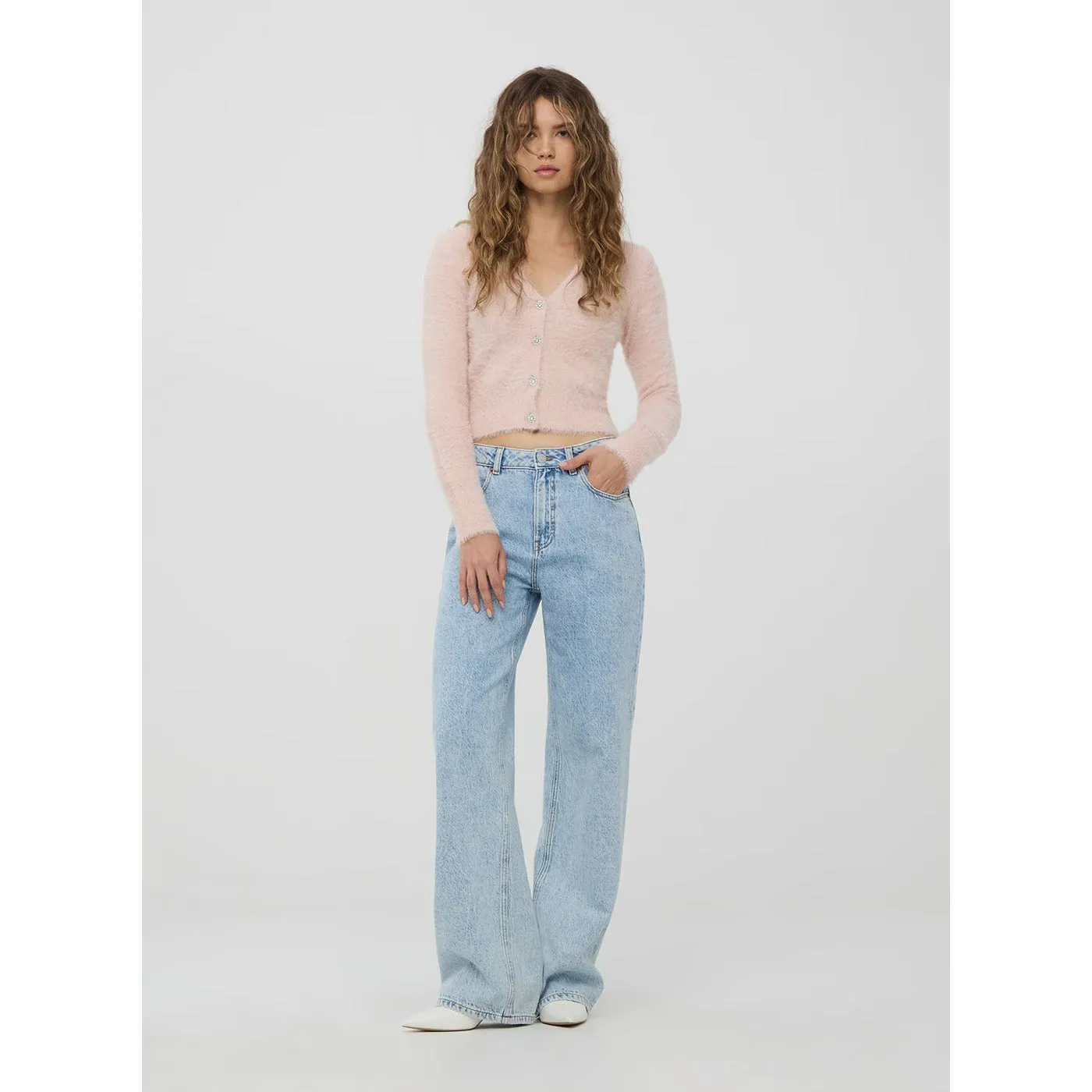 Light Blue Acid Plain Wide Leg Jeans