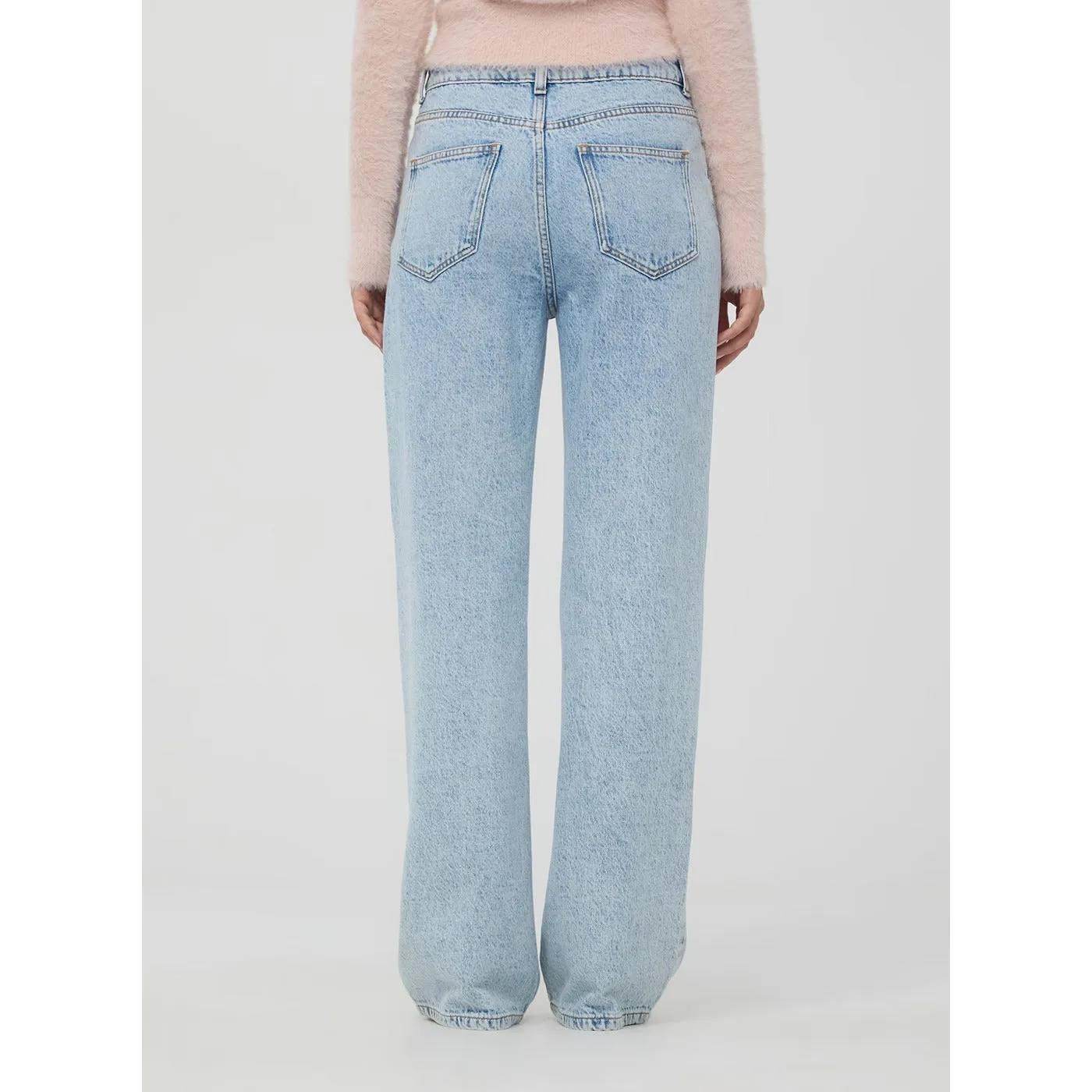 Light Blue Acid Plain Wide Leg Jeans