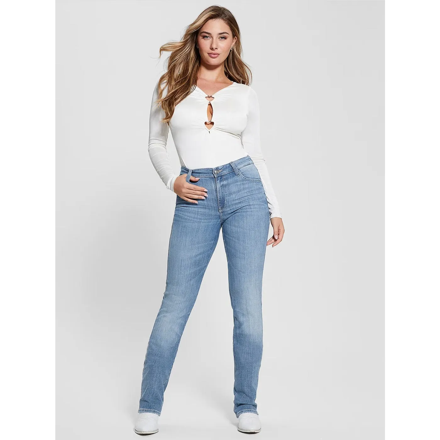 Light Blue Mid Sexy Straight Jeans