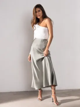 Long Satin Party Skirts with A-Line Silhouette & Zipper Closure