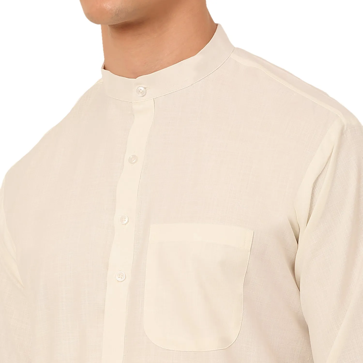 Men White Cotton Blend Kurta With Pyjamas & Embroidered Nehru Jacket