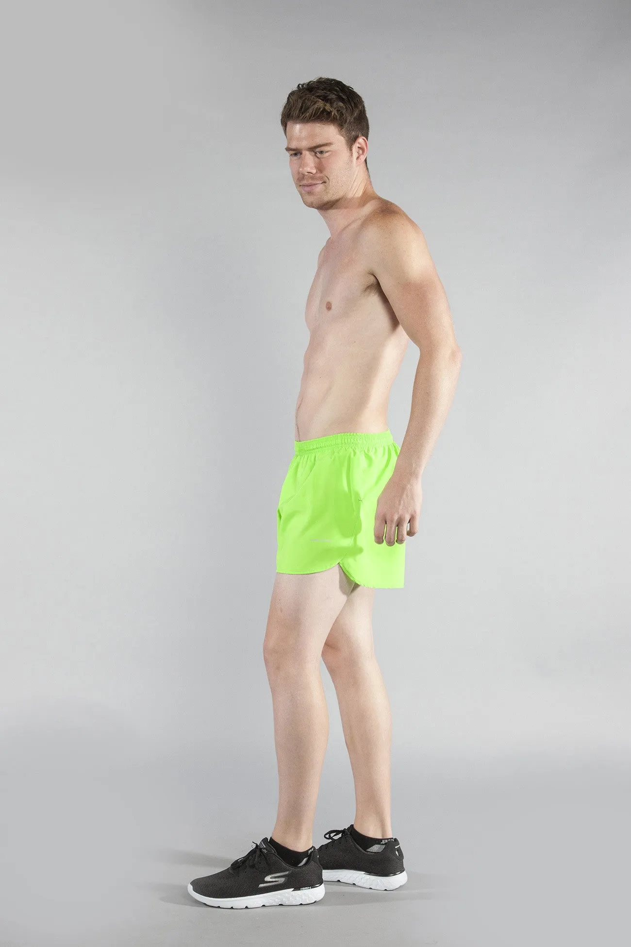 Men's Solid 3" Half Split Trainer Shorts - Neon Lime