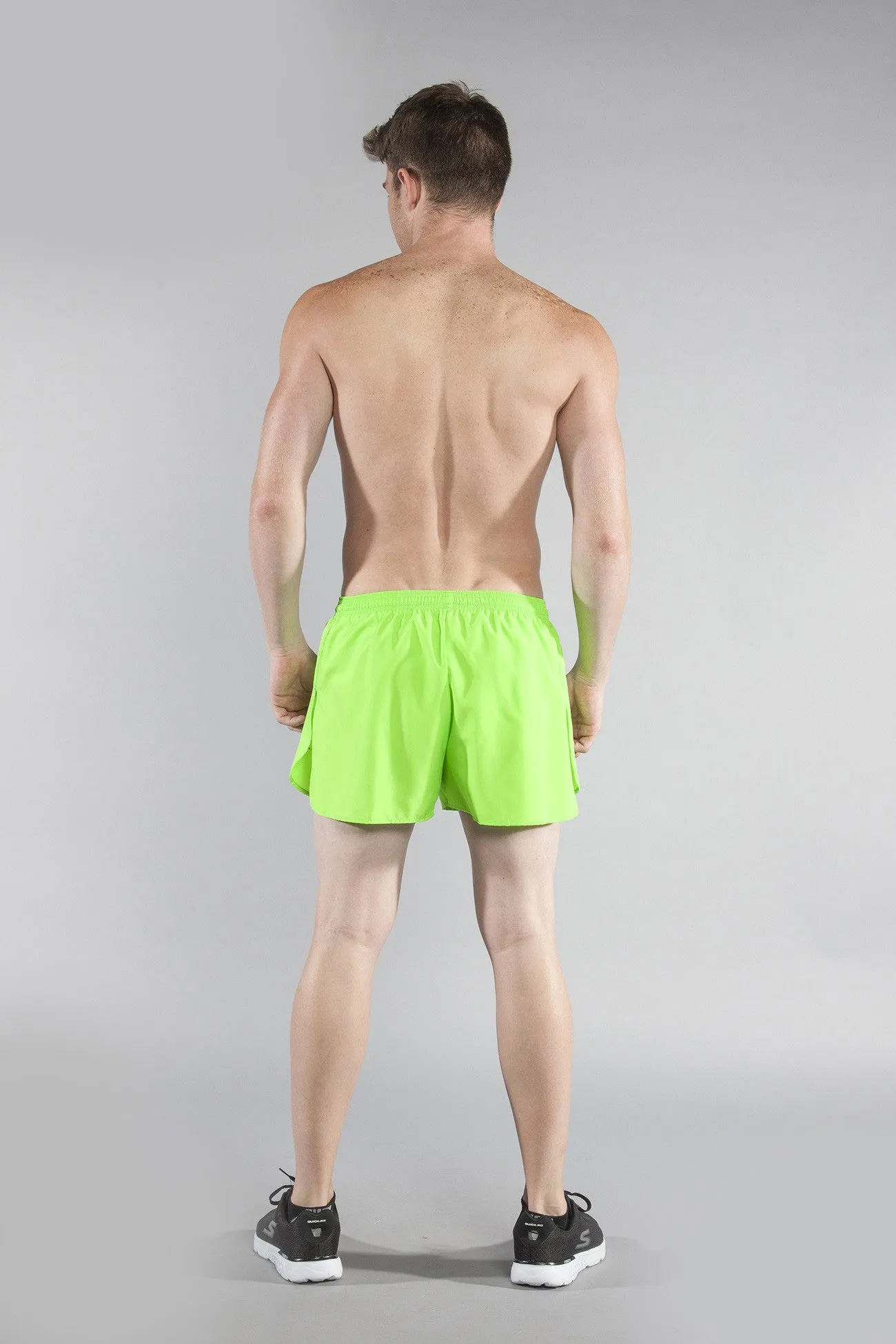 Men's Solid 3" Half Split Trainer Shorts - Neon Lime