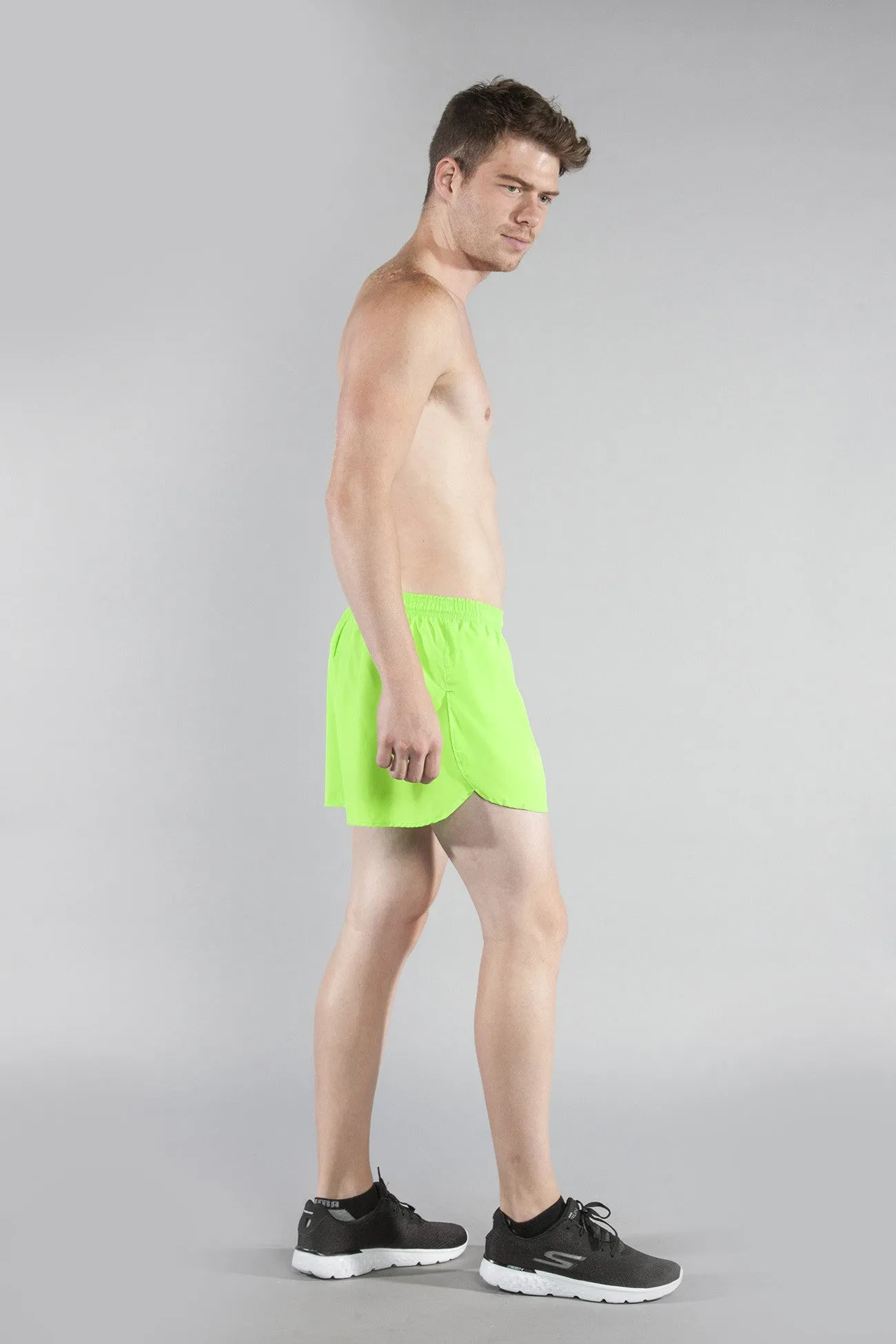 Men's Solid 3" Half Split Trainer Shorts - Neon Lime