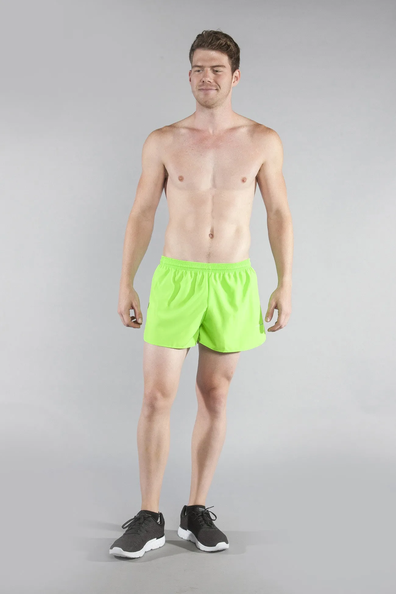 Men's Solid 3" Half Split Trainer Shorts - Neon Lime