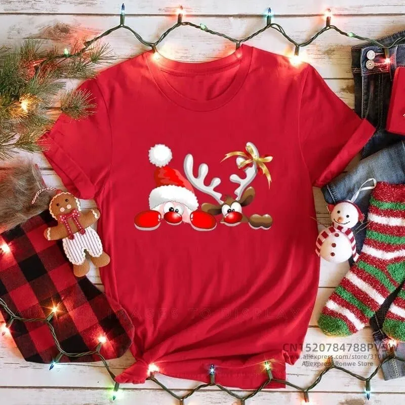 Merry Christmas Red Print T-shirts