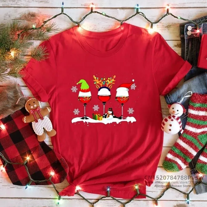 Merry Christmas Red Print T-shirts