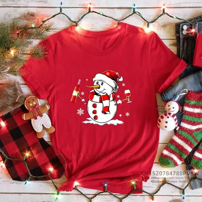 Merry Christmas Red Print T-shirts