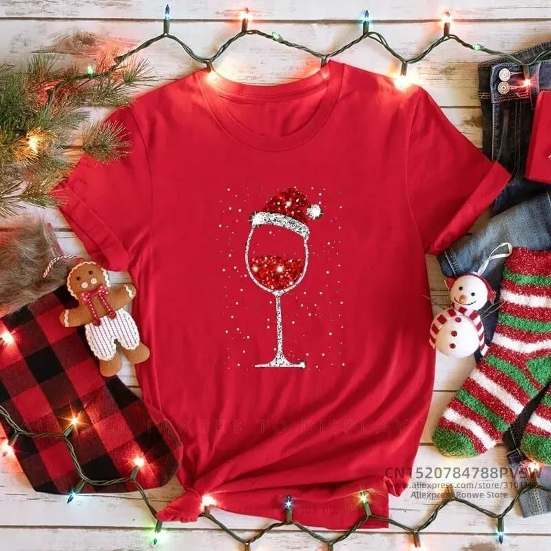 Merry Christmas Red Print T-shirts