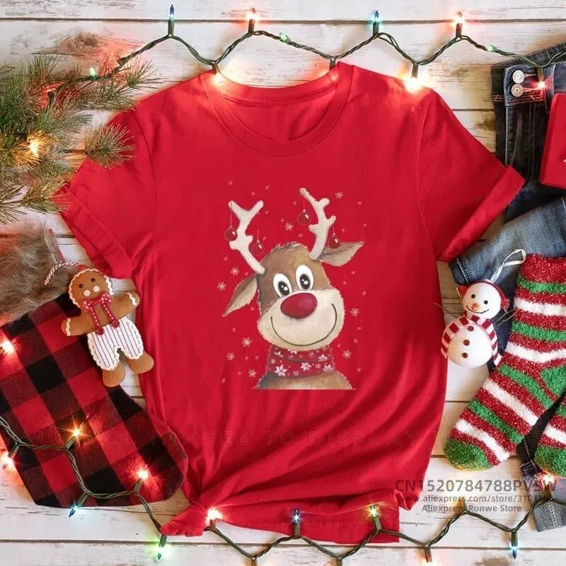 Merry Christmas Red Print T-shirts