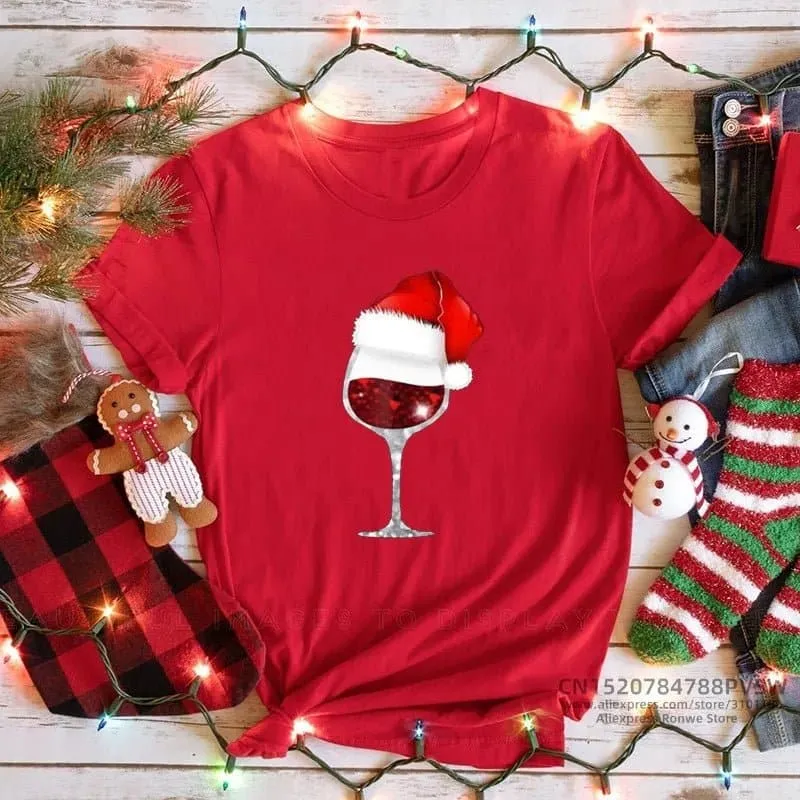 Merry Christmas Red Print T-shirts