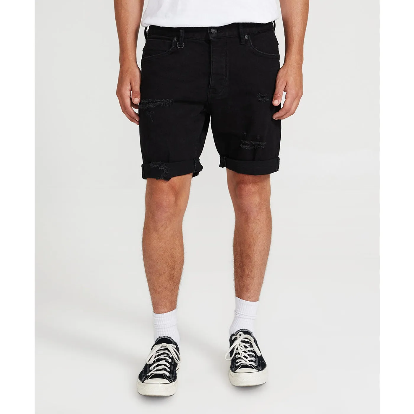 NEUW Mens Black Ripped Shorts