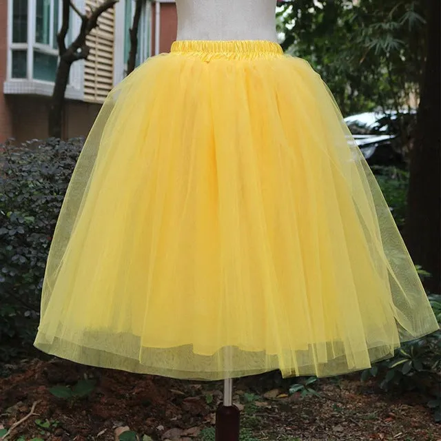 New Women Chiffon Tulle Skirt White Faldas High Waist Midi Calf Chiffon Plus Size Grunge Jupe Female Tutu Skirts