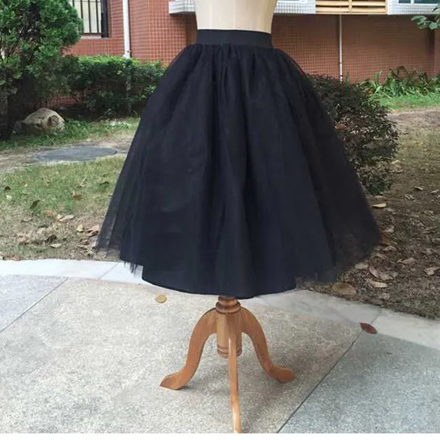 New Women Chiffon Tulle Skirt White Faldas High Waist Midi Calf Chiffon Plus Size Grunge Jupe Female Tutu Skirts