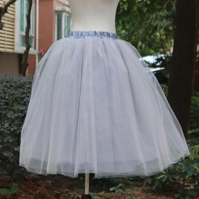 New Women Chiffon Tulle Skirt White Faldas High Waist Midi Calf Chiffon Plus Size Grunge Jupe Female Tutu Skirts