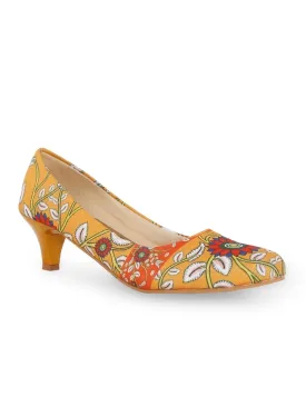 Orange & Yellow Printed Kitten Heels