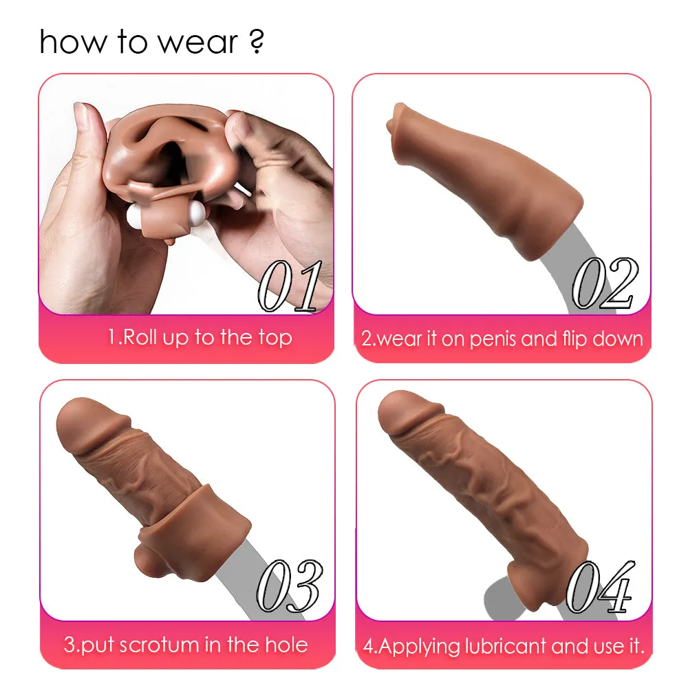 Realistic Penis Sleeve Extender for Men