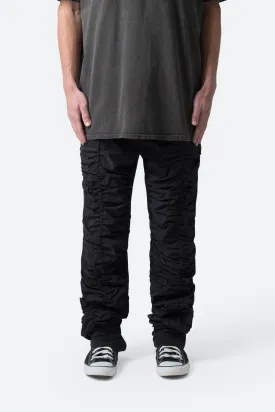 Ruched Stacked Drawcord Pants - Black