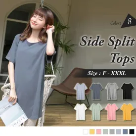 SHORT SLEEVE SIDE SPLIT TOPS