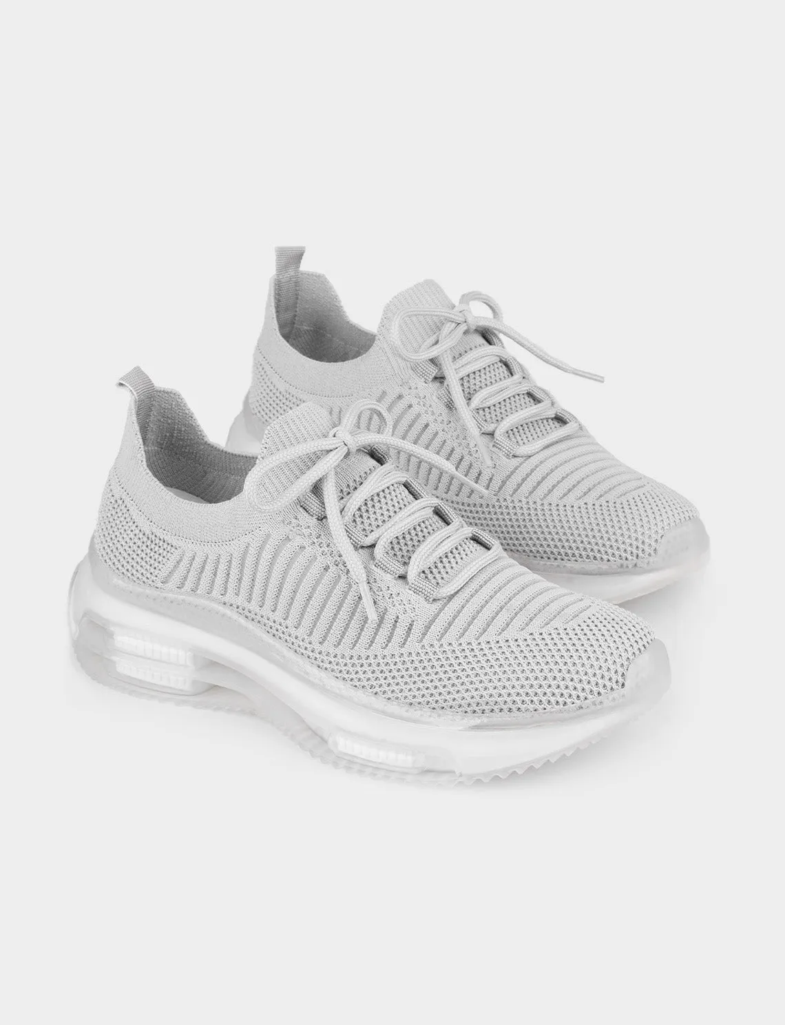 Women Grey Mesh Detail Chunky Sneakers