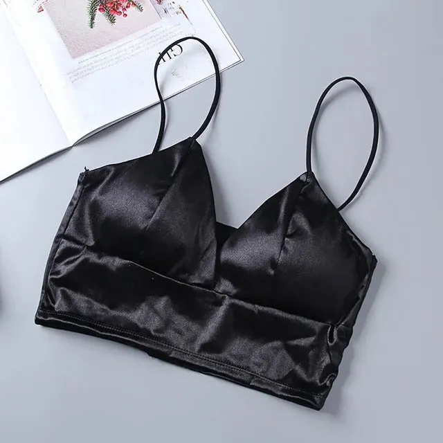 Women Sexy Crop Tops Bra Satin Tube Solid Summer Camis Fashion Camisoles Seamless Basic Tight Z264