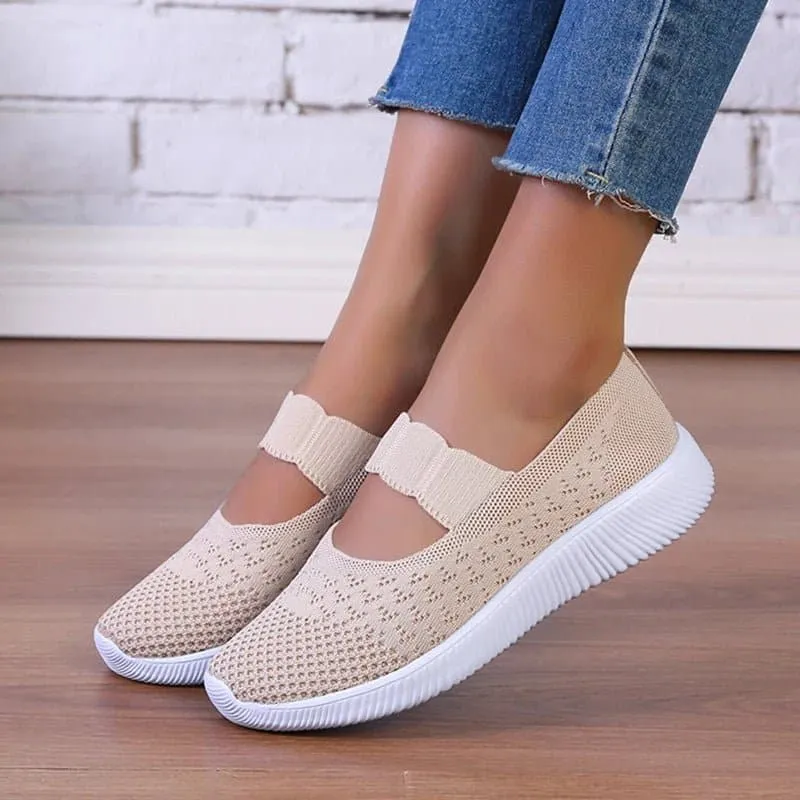 Women's Breathable Slip-On Soft Bottom Sneakers - Fashionable Casual Shoes