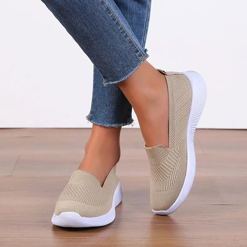 Women's Breathable Slip-On Soft Bottom Sneakers - Fashionable Casual Shoes