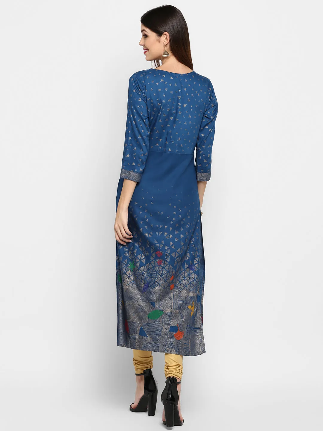 Women'S Dark Aqua Color Rayon Straight Kurta Only