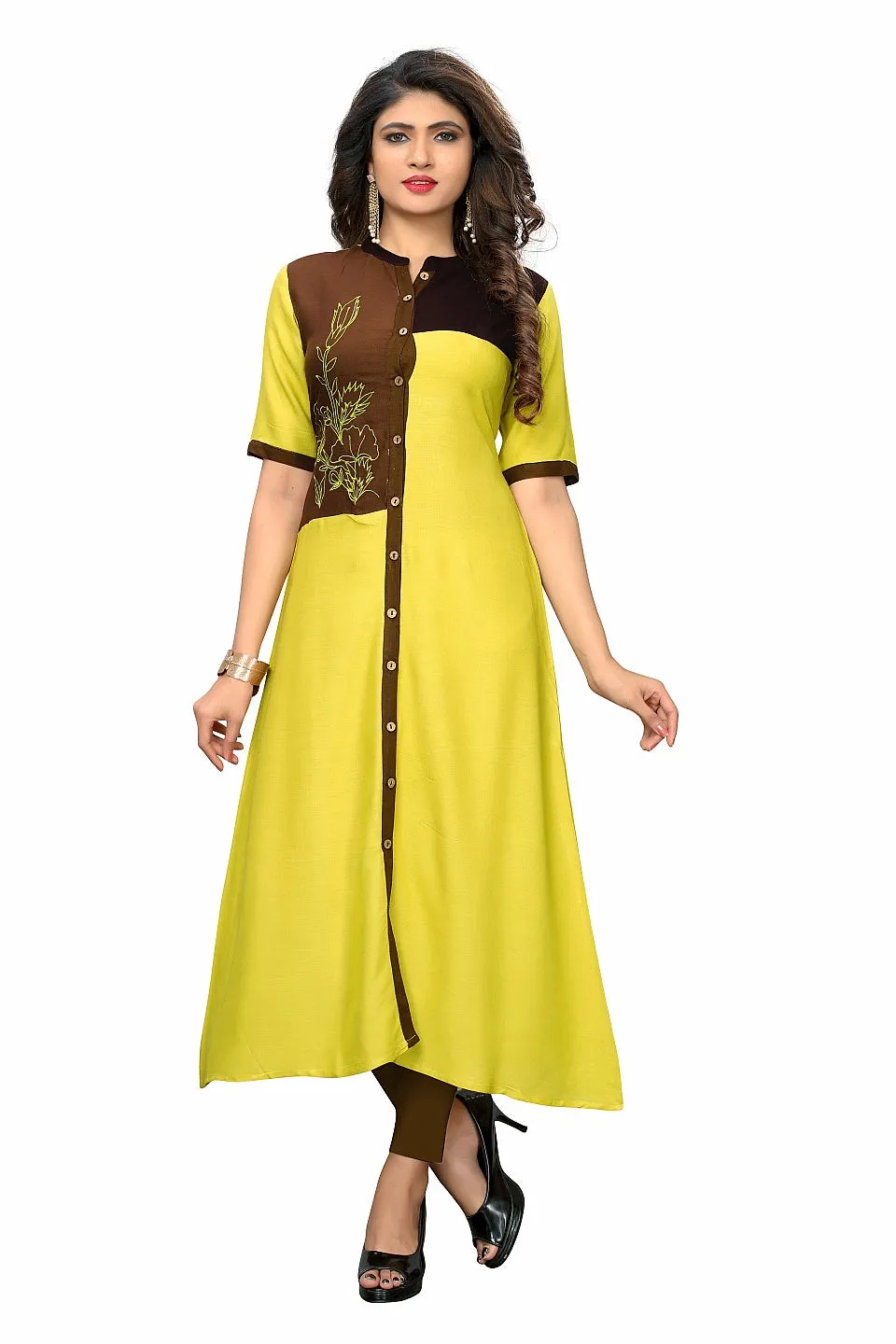 Women'S Print & Gota Work Straight Cotton Peach Stitched Kurta